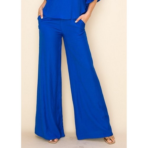 TP10134 Linen Wide Leg Pants in Royal Blue