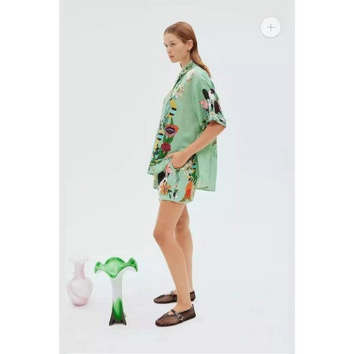 Wild Life Linen-Look Shorts in Green
