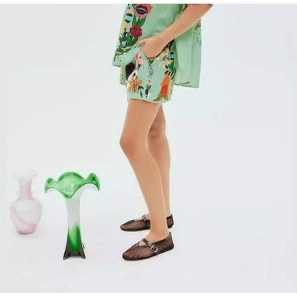 Wild Life Linen-Look Shorts in Green