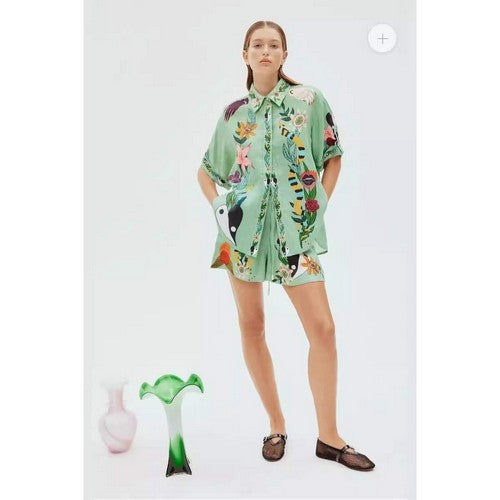 Wild Life Linen-Look Shirt in Green