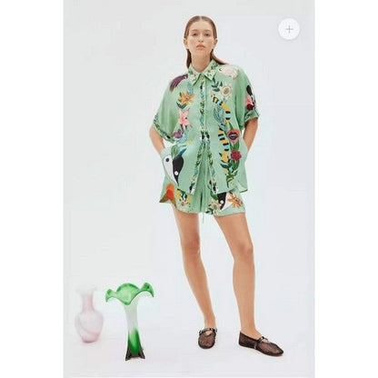 Wild Life Linen-Look Shirt in Green