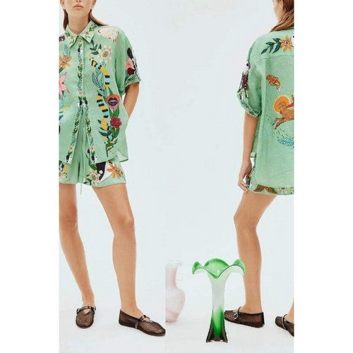 Wild Life Linen-Look Shirt in Green
