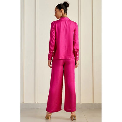 Satin Pant Set in Fuchsia
