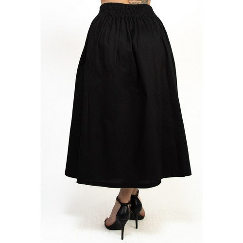 Smock Waist Maxi Skirt in Black