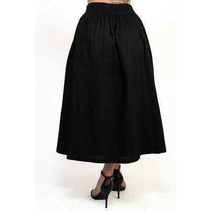 Smock Waist Maxi Skirt in Black