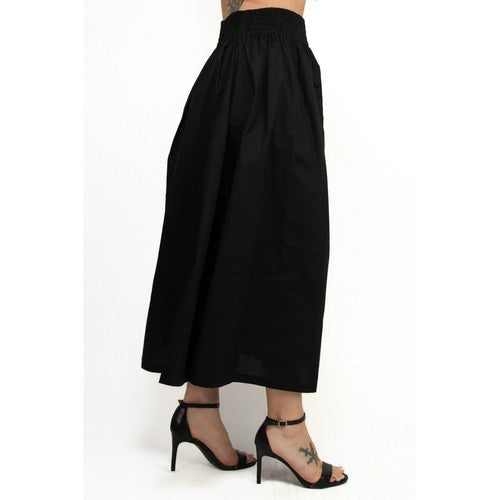 Smock Waist Maxi Skirt in Black