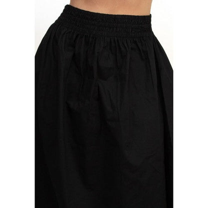 Smock Waist Maxi Skirt in Black