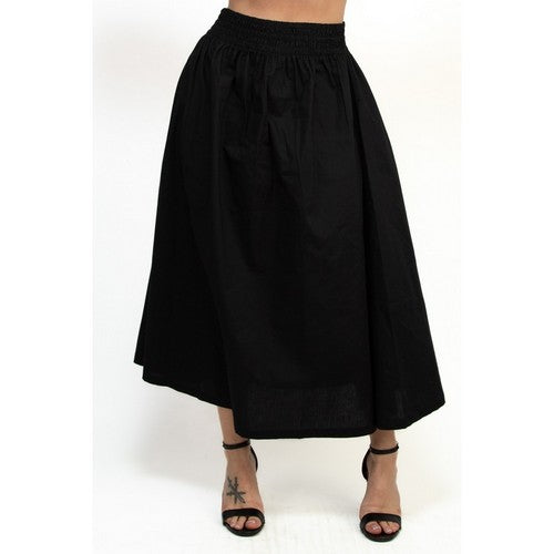 HMS40975 Smock Waist Maxi Skirt in Black