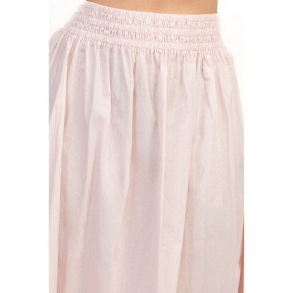 Smock Waist Maxi Skirt in Baby Pink