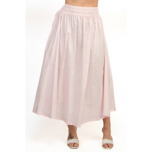 HMS40975 Smock Waist Maxi Skirt in Baby pink