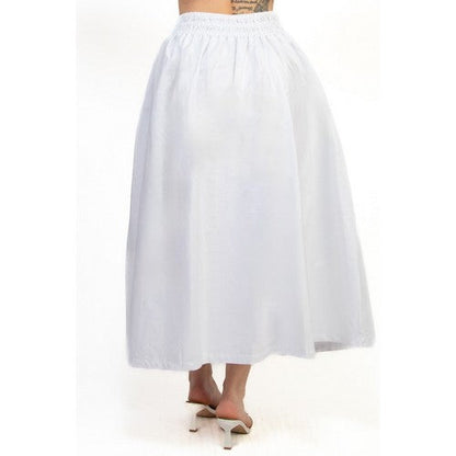 Smock Waist Maxi Skirt in White