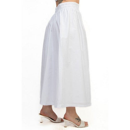 Smock Waist Maxi Skirt in White