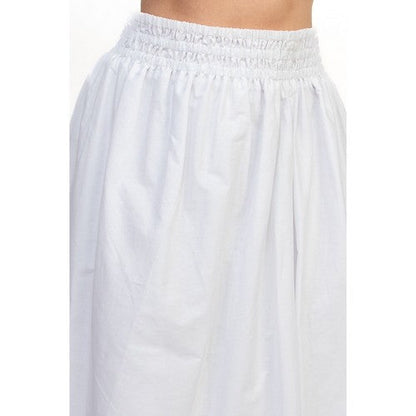 Smock Waist Maxi Skirt in White