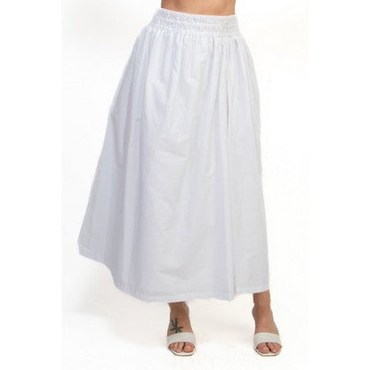 HMS40975 Smock Waist Maxi Skirt in White