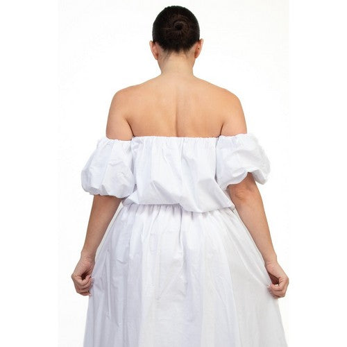 Off-Shoulder Bubble Tube Top in White