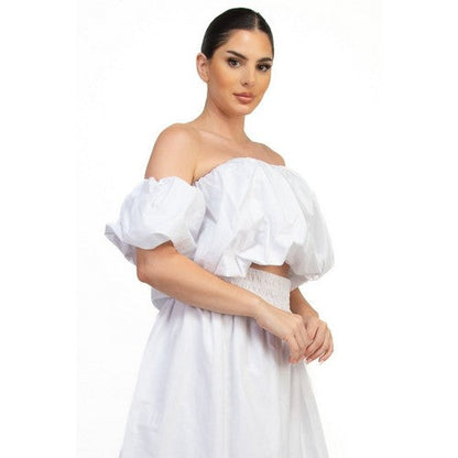 Off-Shoulder Bubble Tube Top in White