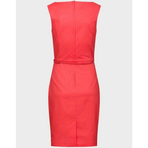 Orsay Belted Sleeveless Work Dress in Coral