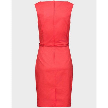 Orsay Belted Sleeveless Work Dress in Coral