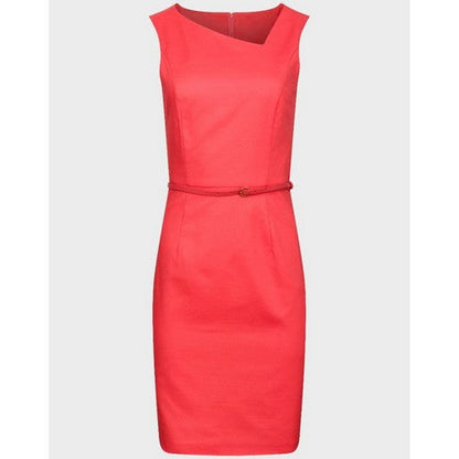 Orsay Belted Sleeveless Work Dress in Coral