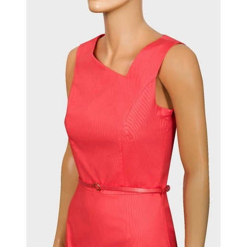AW22 MC01 Orsay Belted Sleeveless Work Dress in Coral