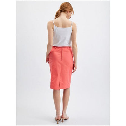 Orsay Belted Pencil Skirt in Coral