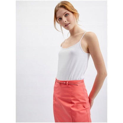 Orsay Belted Pencil Skirt in Coral