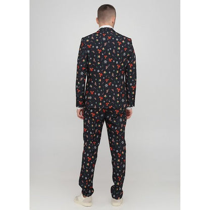 Angelo Litrico Christmas Print Slim Fit 2pc Pant Suit