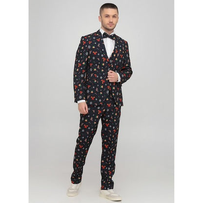 Angelo Litrico Christmas Print Slim Fit 2pc Pant Suit