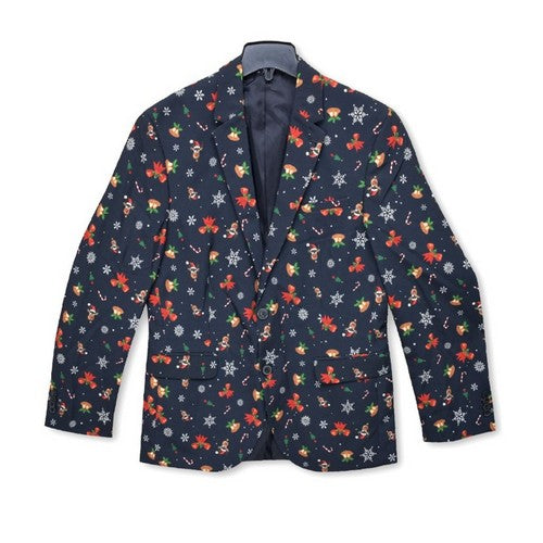 Angelo Litrico Christmas Print Slim Fit 2pc Pant Suit