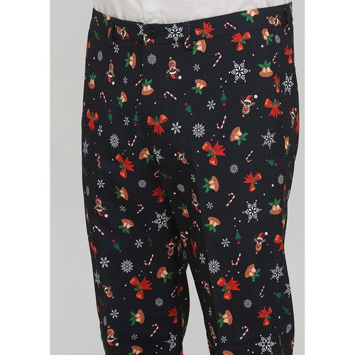 Angelo Litrico Christmas Print Slim Fit 2pc Pant Suit