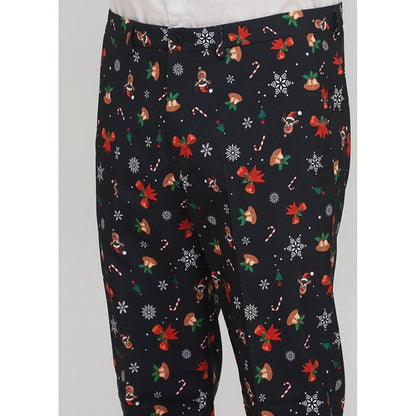 Angelo Litrico Christmas Print Slim Fit 2pc Pant Suit