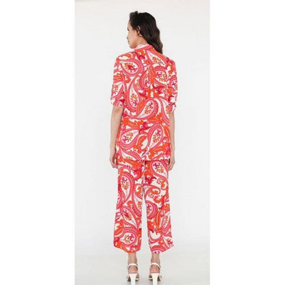 Paisley Print Wide Leg Pants in Pink