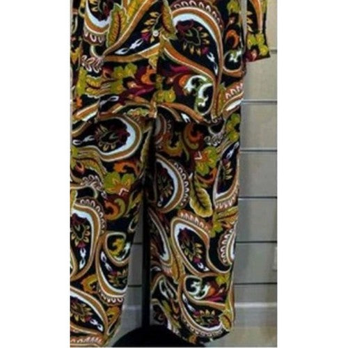 7186 Paisley Print Wide Leg Pants in Black
