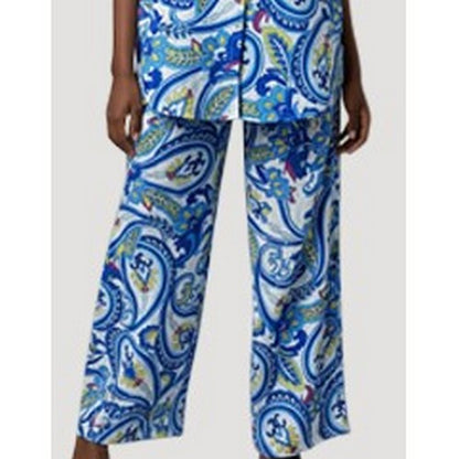 Paisley Print Wide Leg Pants in Blue