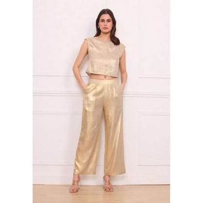 Metallic Dressy Tank in Pale Gold