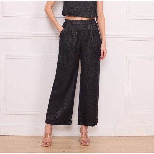 4407 Metallic Wide Leg Pant in Black