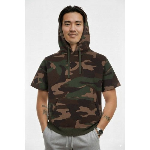 HB-10-25 Lux Short Sleeve Hoodie in Camo Green