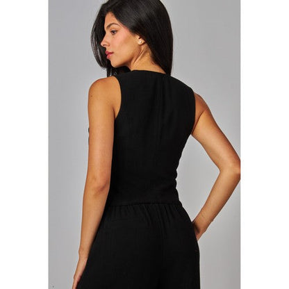 Linen Waistcoat in Black