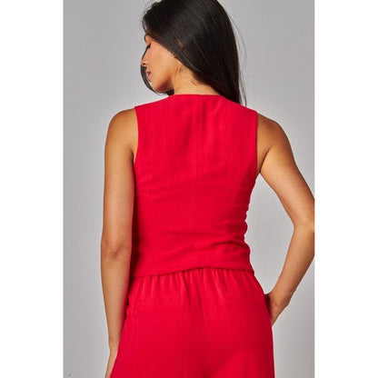 Linen Waistcoat in Poppy Red