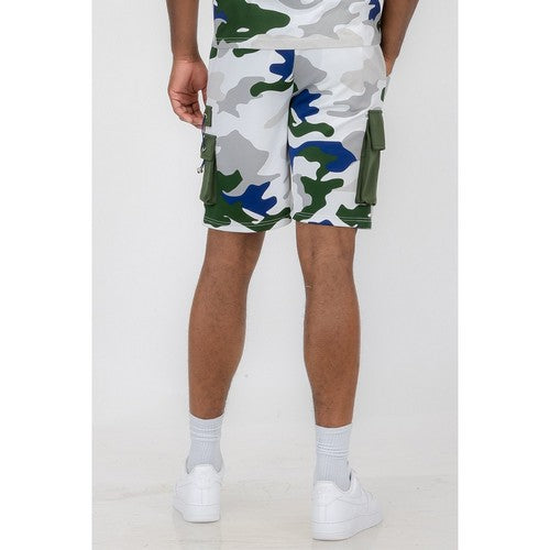 Camo Cargo Pocket Jogger Shorts in White [NOT SOLD INDIVIDUALLY]