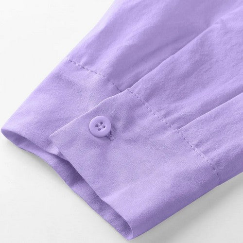 Linen-Look Shirt & Shorts Set in Lavender