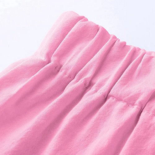 Linen-Look Elasticated Waist Shorts in Pink
