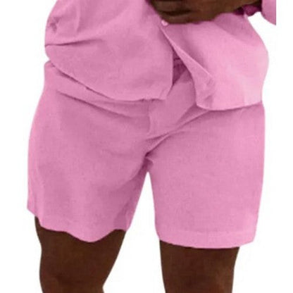 T1035D0AB9 Linen Elasticated Waist Shorts in Pink