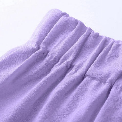 Linen-Look Shirt & Shorts Set in Lavender