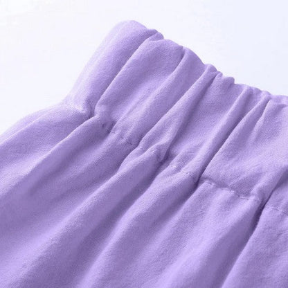 Linen-Look Shirt & Shorts Set in Lavender