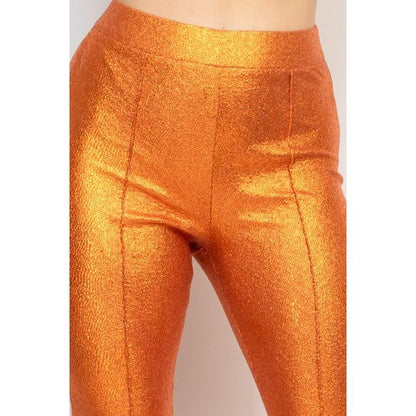 Metallic Snake Print Flare Pants in Rust