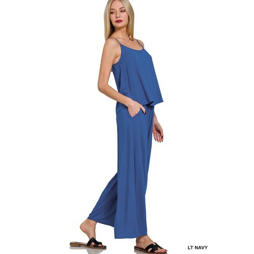 Super Flare Palazzo Pant in Light Navy