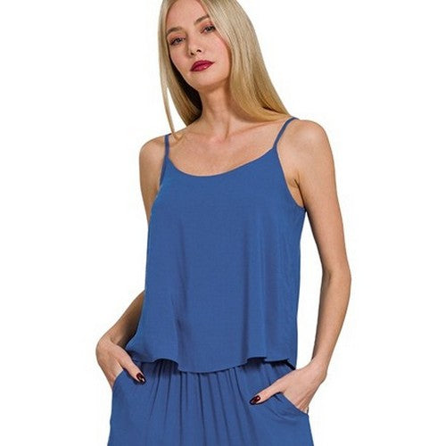 QTQP-7261A3 Cami Vest Top in Light Navy