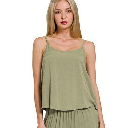 QTQP-7261A3 Cami Vest Top in Light Olive