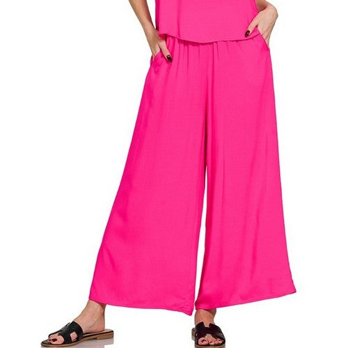QTQP-7261A3 Super Flare Palazzo Pant in Hot Pink